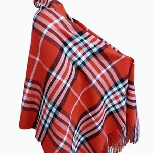 Oversized Scarf Red 70.x 26. Inches Shawl Wrap Plaid Winter Scarf 100% Acrylic